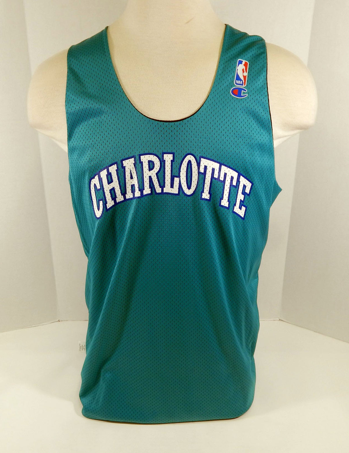 1990s Jersey 7 Charlotte Hornets Blank Game Issued Black Reversible Practice