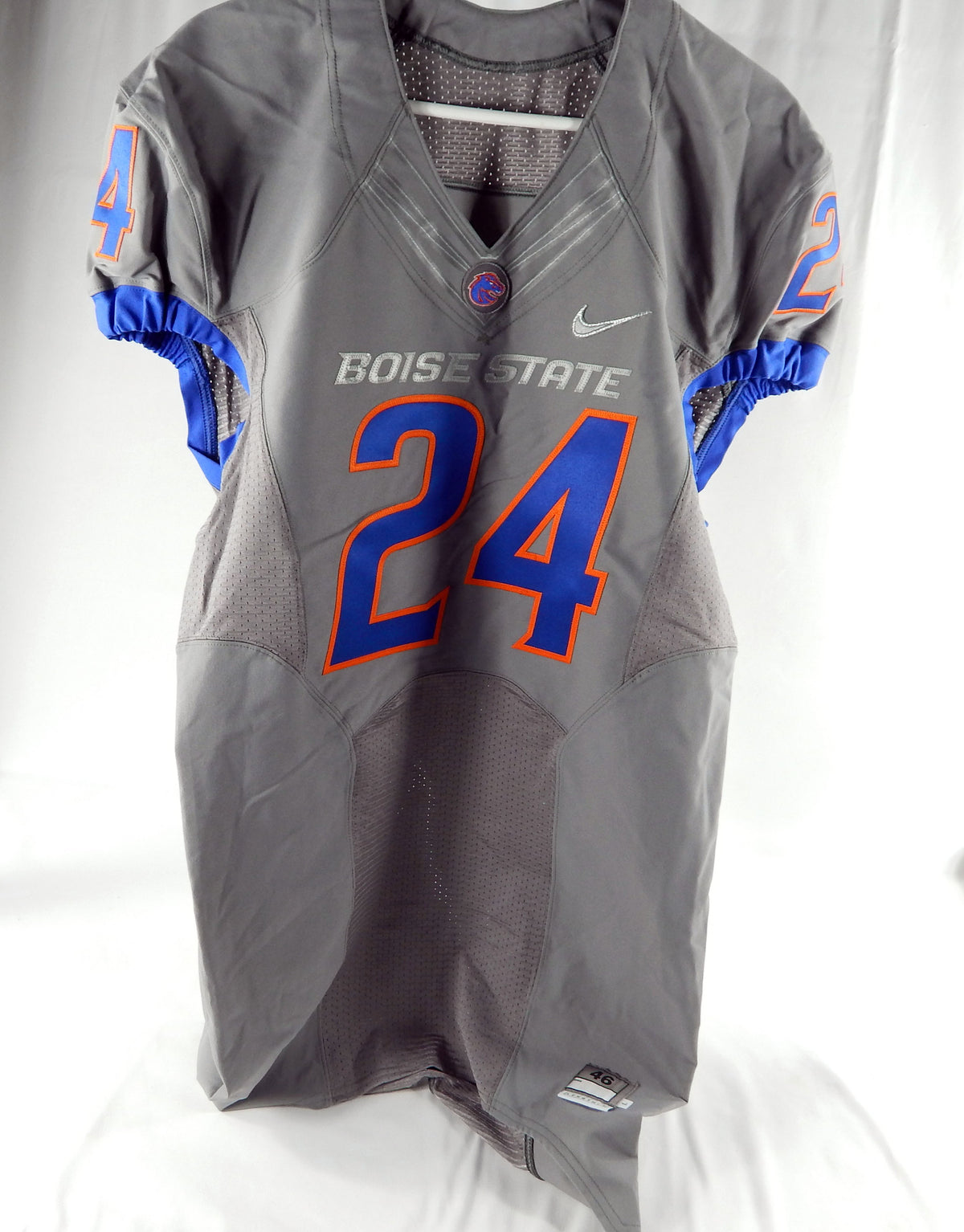 2012-17 Boise State Broncos #24 Game Issued Grey Jersey Football 46+4 DP84635