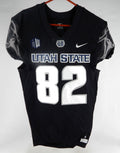 2021 Utah State Aggies #82 Game Used Black Out Jersey Name Plate Removed S 038