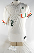 Miami Hurricanes #2 Game Used White Jersey Name Plate Removed Baseball 42 853