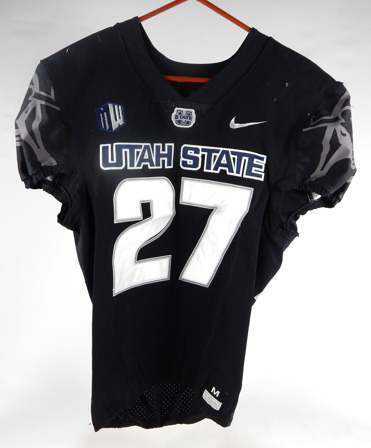 2021 Utah State Aggies #27 Game Used Black Out Jersey NP R M 039