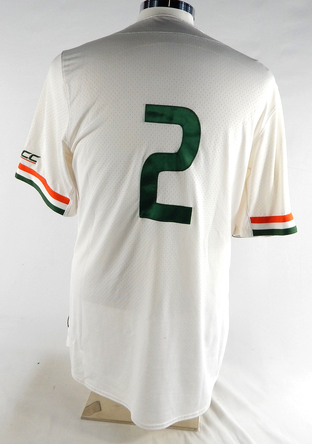 Miami Hurricanes #2 Game Used White Jersey Name Plate Removed Baseball 42 853 Pic2