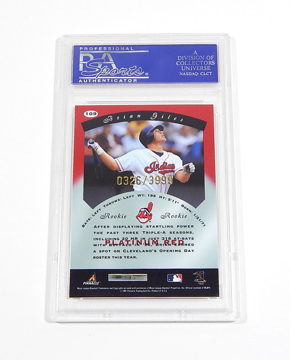 1997 Pinnacel Totally Certified Platinum Red Brian Giles #109 #'d /3999 PSA 9 Pic2