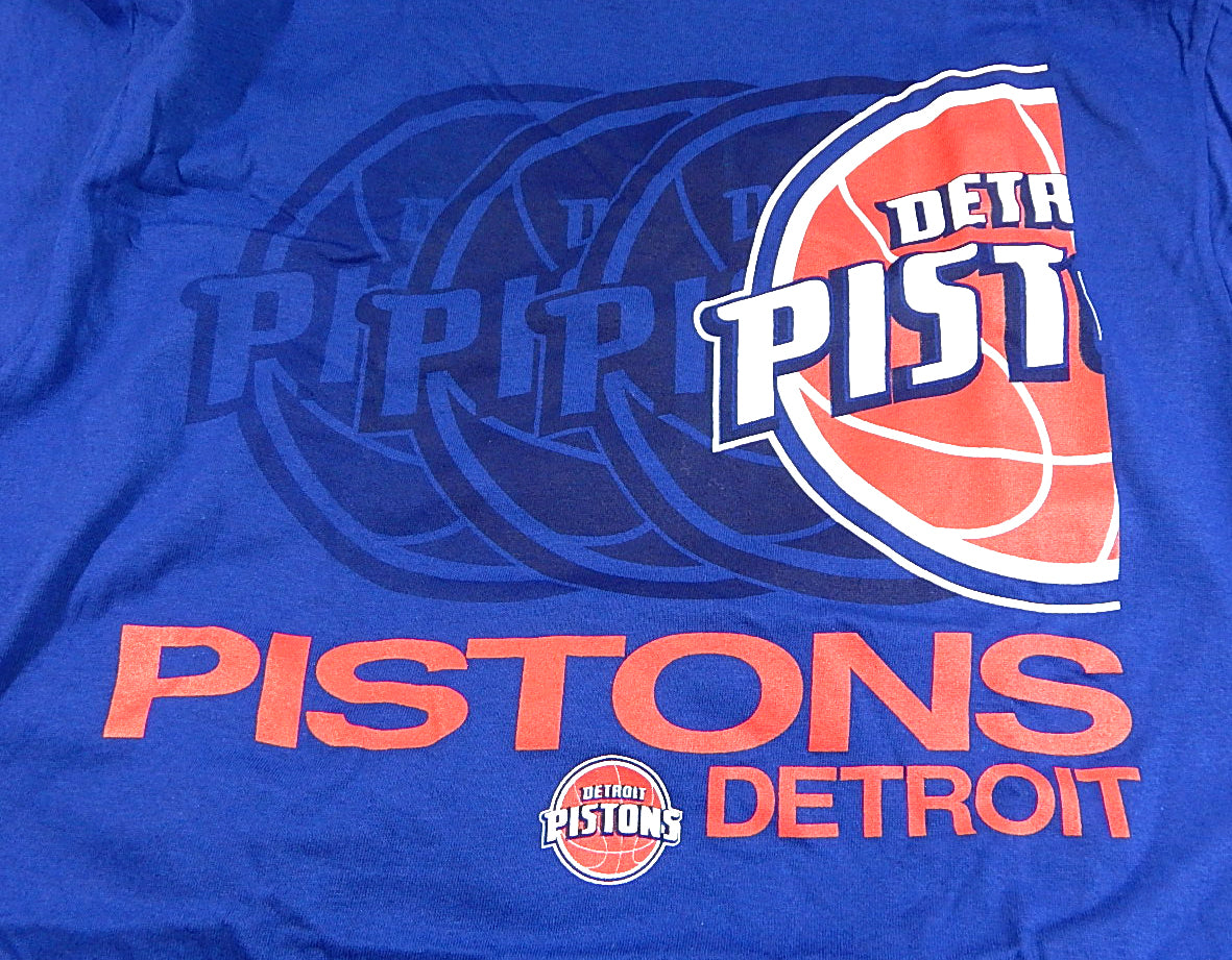 Detroit Pistons Hookup Logo T-Shirt Shirt Majestic Adult Size Medium Blue New Pic2