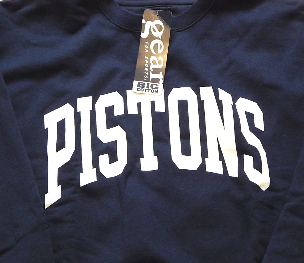 Detroit Pistons Script Logo Gear For Sports Crewneck Sweatshirt Navy New XL Pic2