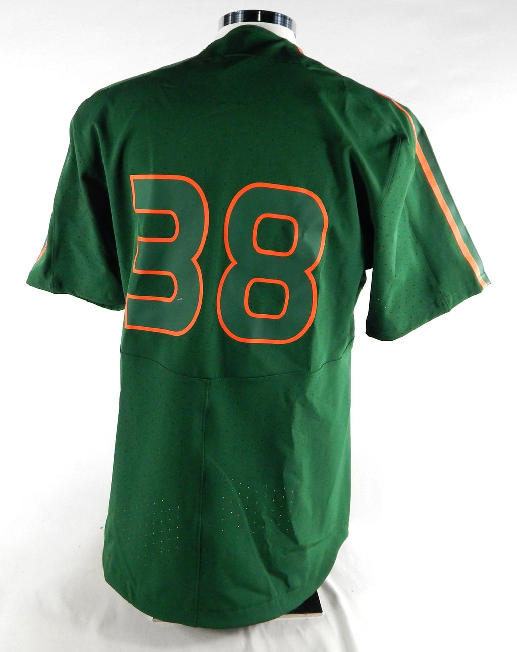 Miami Hurricanes #38 Game Used Green Jersey Name Plate Removed Baseball 44 858 Pic2