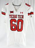 2022 Texas Tech Red Raiders #60 Game Used White Jersey Football NP Rem 44 060