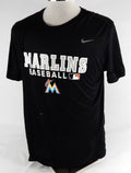 2017 Miami Marlins #55 Game Used Black Training Shirt XL 436