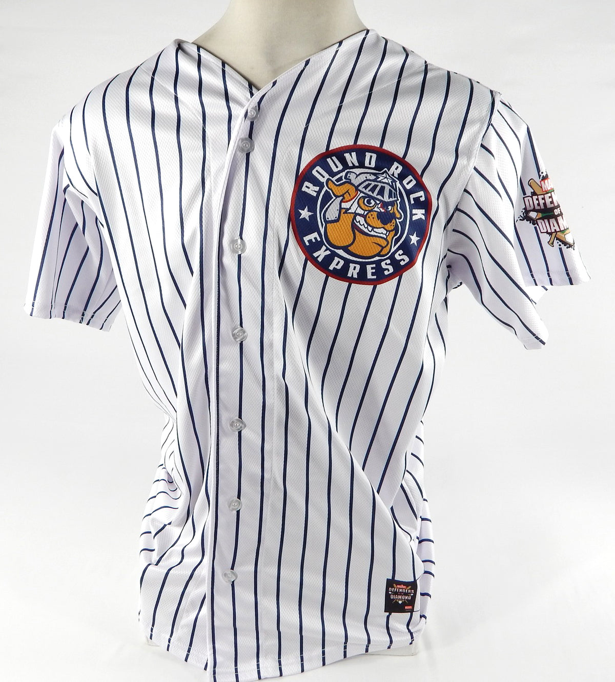 2023 Round Rock Express #64 Game Issued Pos Used White Jersey Marvel Defenders 4