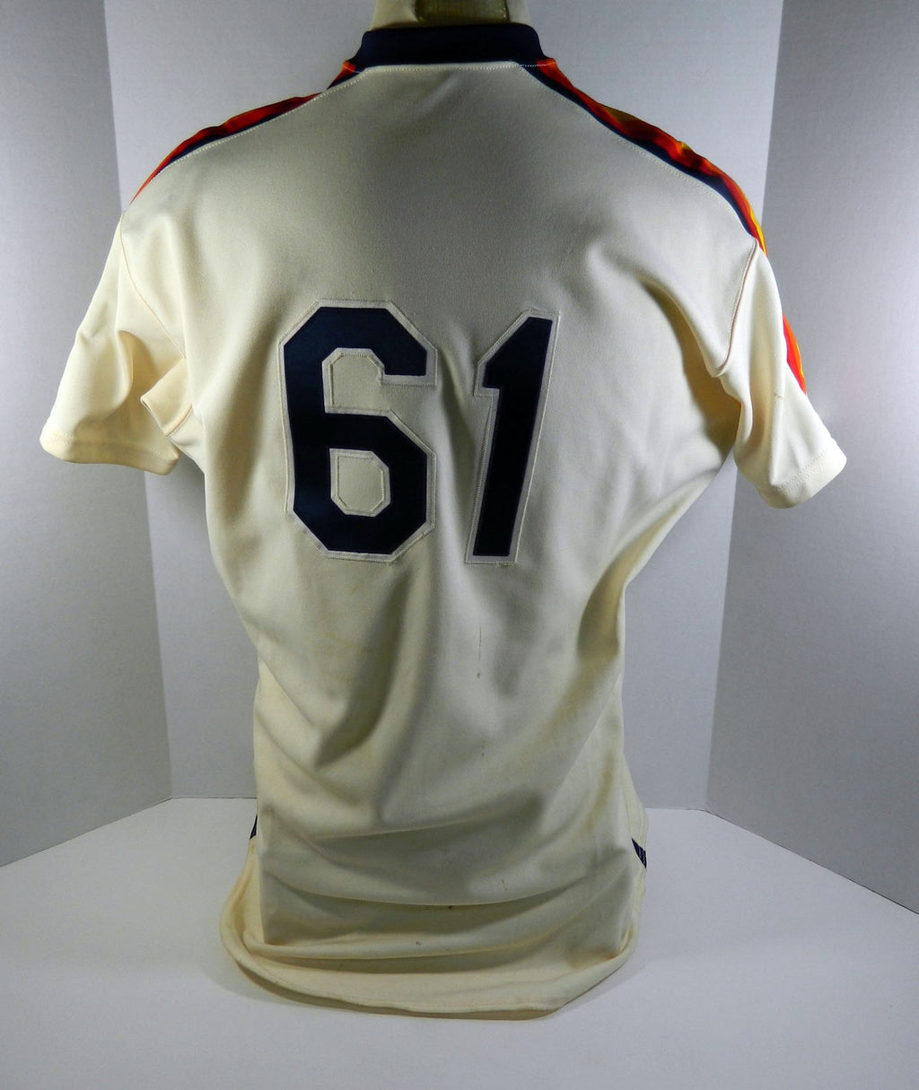 1989 Houston Astros #61 Game Used Cream Jersey Name Plate Removed DP08429