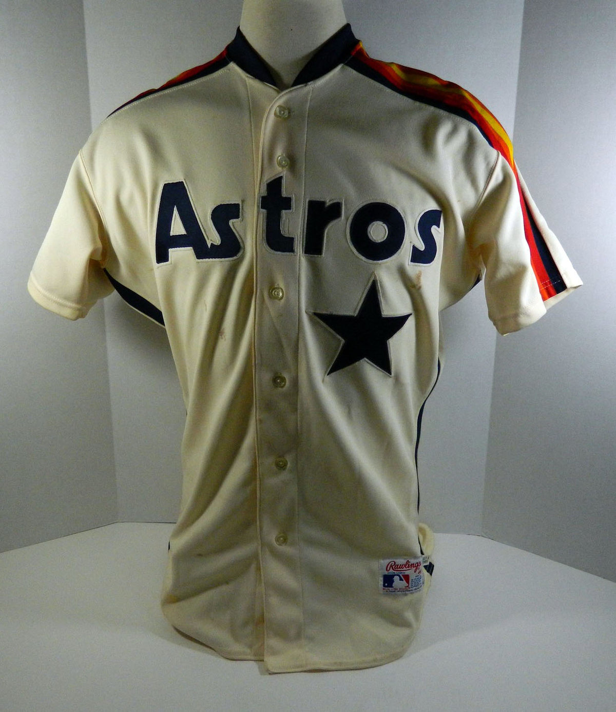 1989 Houston Astros #61 Game Used Cream Jersey Name Plate Removed DP08429 Pic2