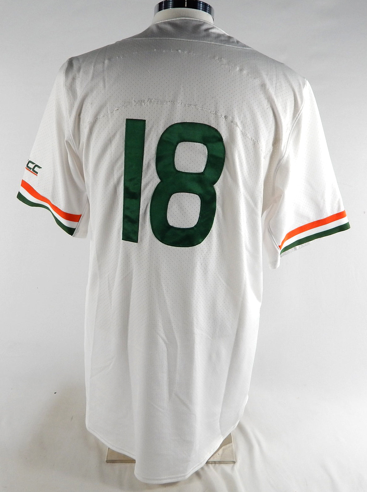 Miami Hurricanes #18 Game Used White Jersey NP Removed Baseball 44 860 Pic2