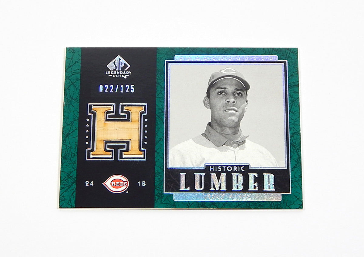 2003 SP Legendary Cuts Historic Lumber Green Tony Perez #B-TP1 GU Bat # 022/125
