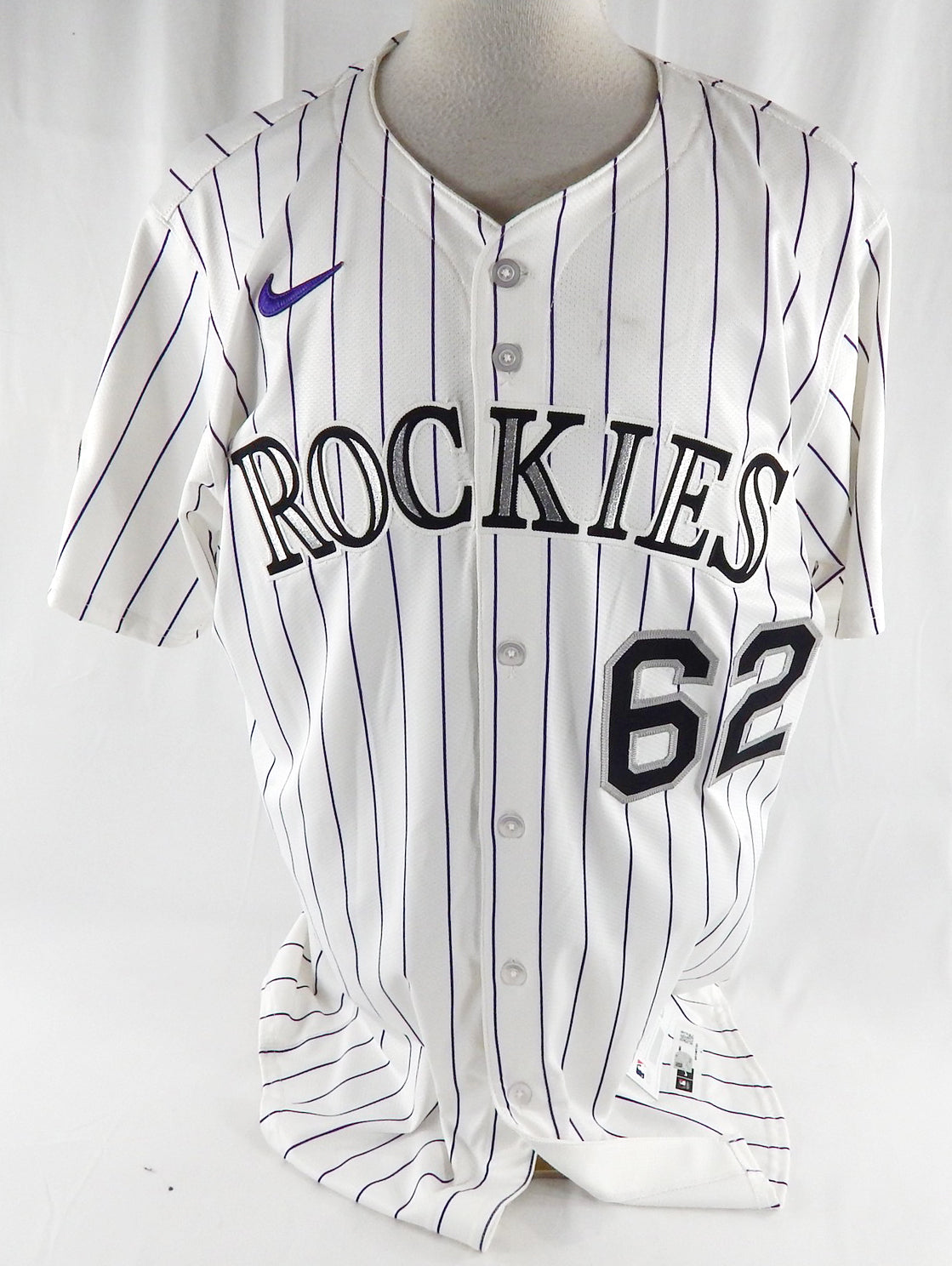 2025 Colorado Rockies Benny Montgomery #62 Game Issued White Jersey 46 270 Pic2