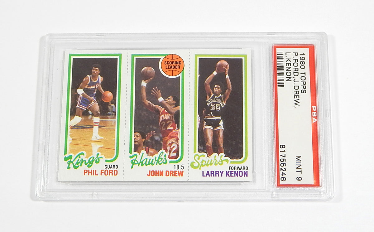 1980-81 Topps Phil Ford / John Drew / Larry Kenon #41 PSA 9
