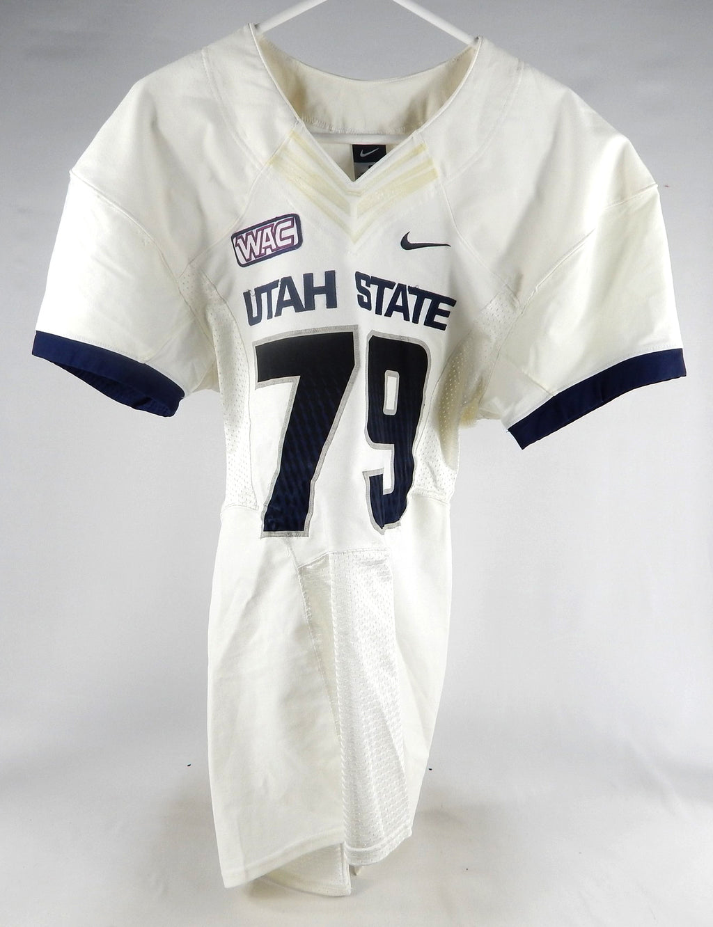 2012 Utah State Aggies #79 Game Used White Jersey NP R L 048