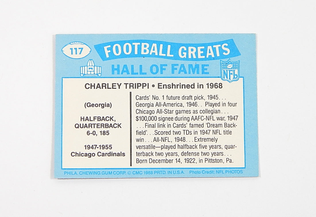 1988 Swell Football Greats Charley Trippi #117 Signed On Card Auto Pic2