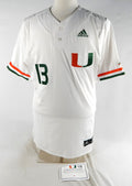 Miami Hurricanes #13 Game Used White Jersey Name Plate Removed Baseball 44 868