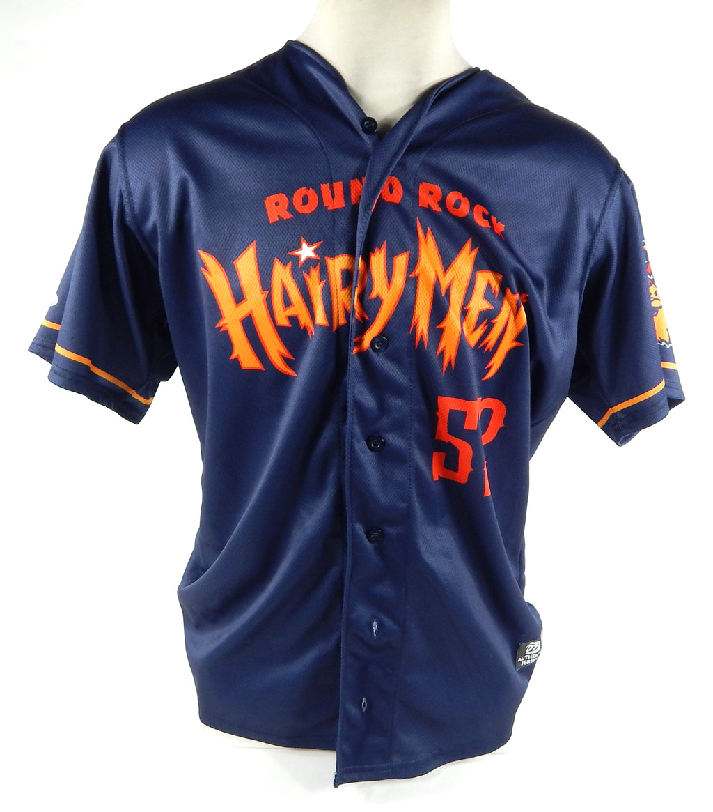 2020 Round Rock Hairy Men #52 Game Used Signed Blue Jersey Collegiate SummerBall