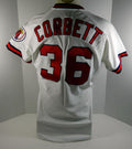 1989 California Angels Sherman Corbett #36 Game Issued White Jersey ASG Patch 38