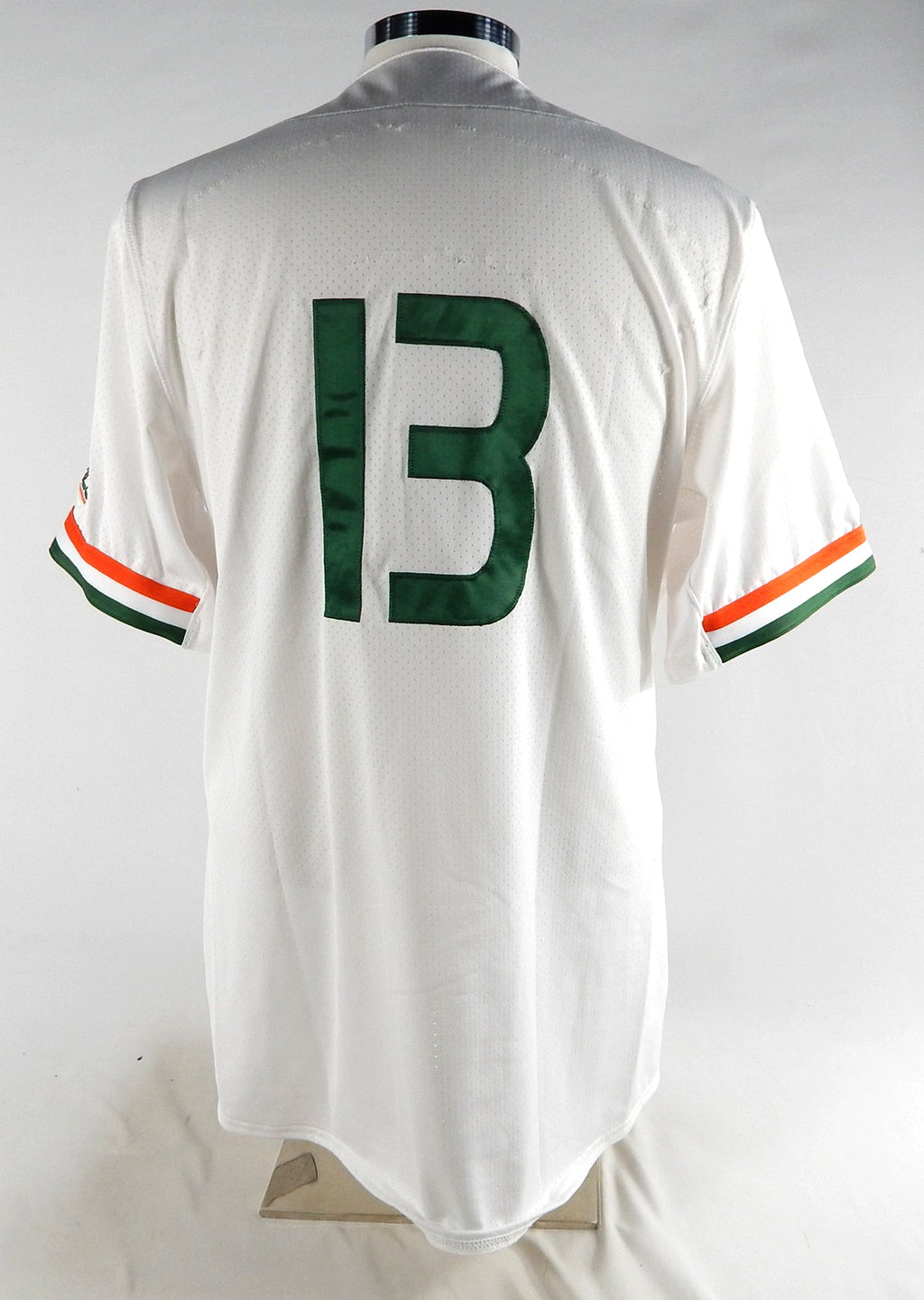 Miami Hurricanes #13 Game Used White Jersey Name Plate Removed Baseball 44 868 Pic2