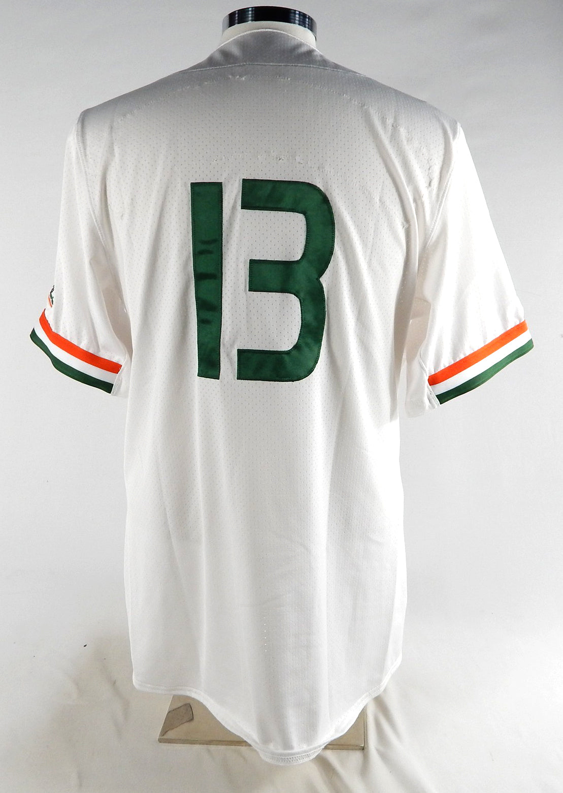 Miami Hurricanes #13 Game Used White Jersey Name Plate Removed Baseball 44 868 Pic2