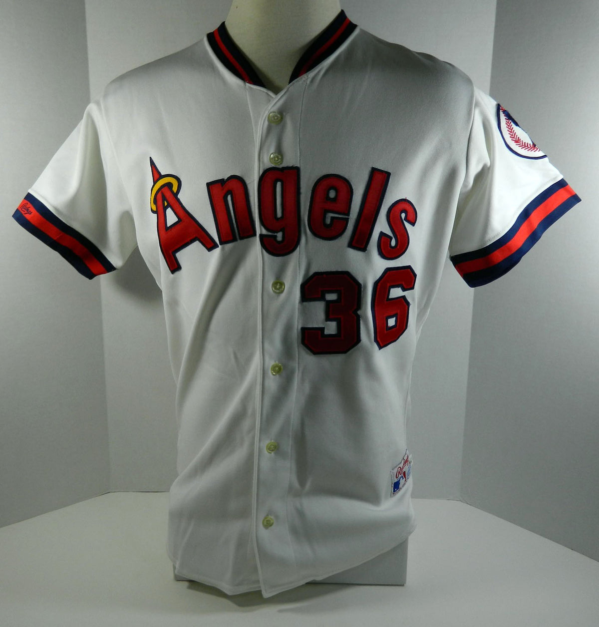 1989 California Angels Sherman Corbett #36 Game Issued White Jersey ASG Patch 38 Pic2