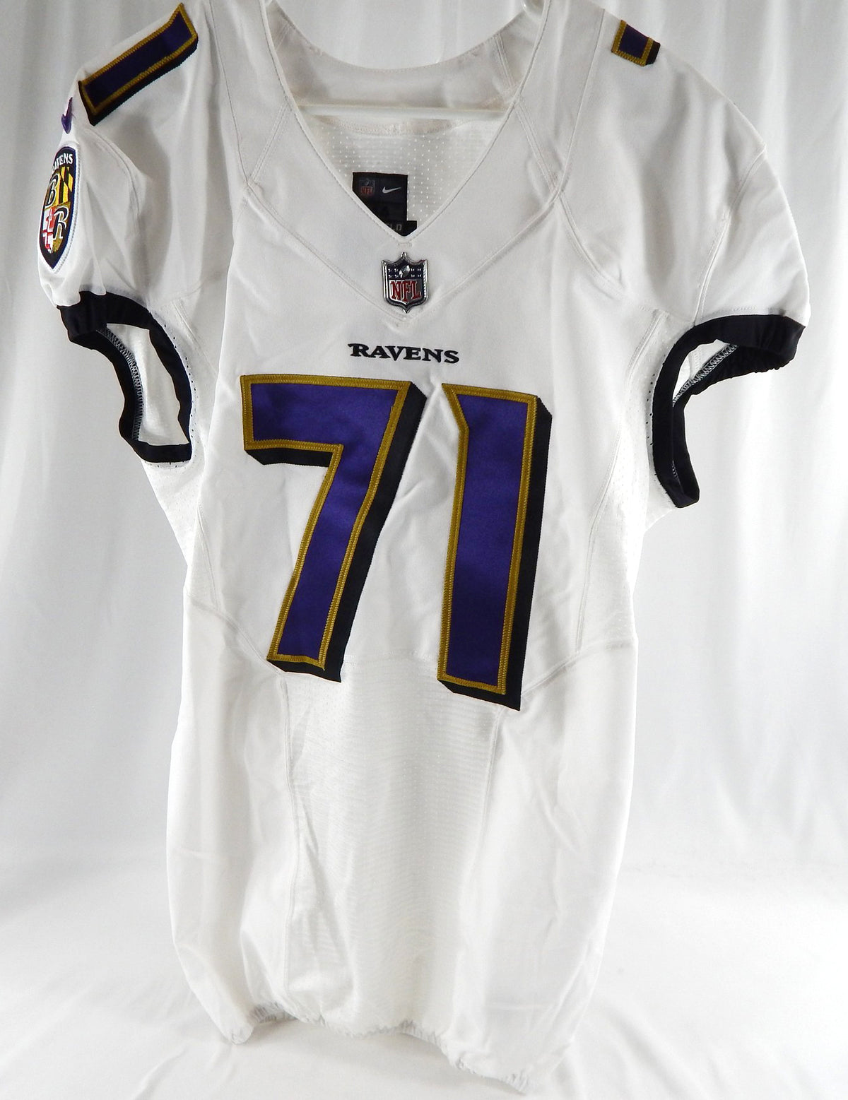 2022 Baltimore Ravens #71 Game Issued White Jersey NP Rem 44 656