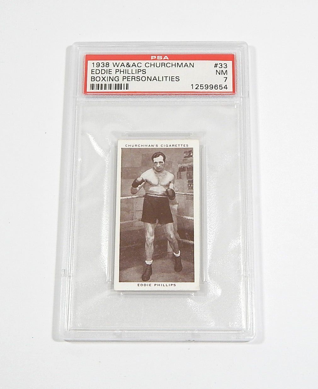 1938 WA & AC Churchman Boxing Personalities Eddie Phillips #33 PSA 7