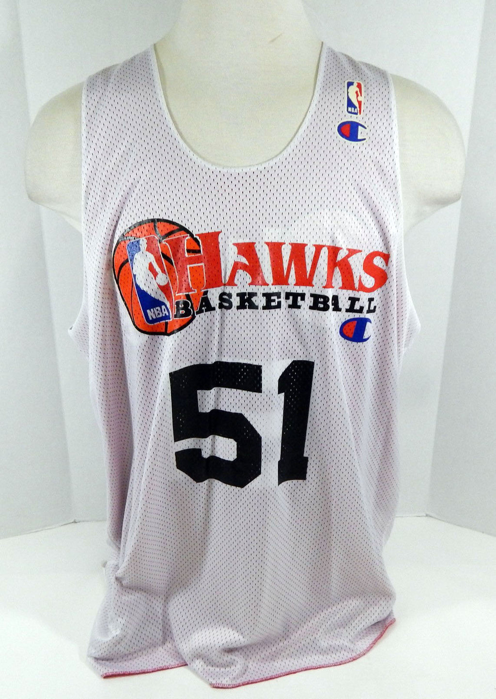 1990s Atlanta Hawks #51 Game Issued Red White Reversible Practice Jersey 054