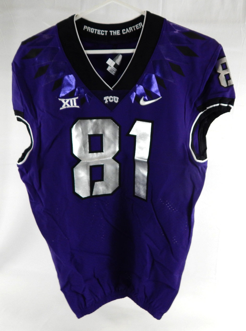 2019-24 Texas Christian TCU Frogs #81 Game Used Purple Jersey Football NP R 44 3
