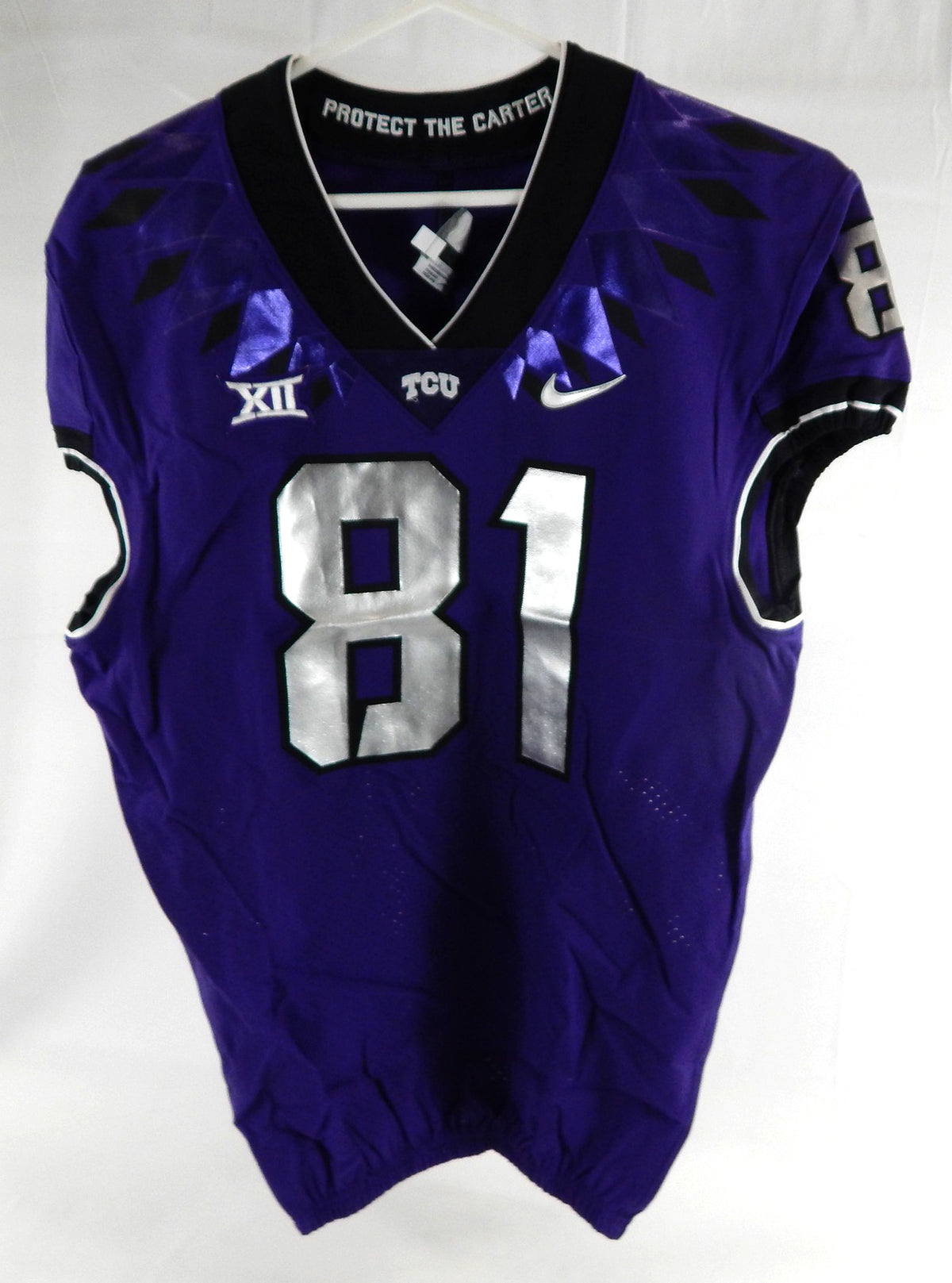 2019-24 Texas Christian TCU Frogs #81 Game Used Purple Jersey Football NP R 44 3