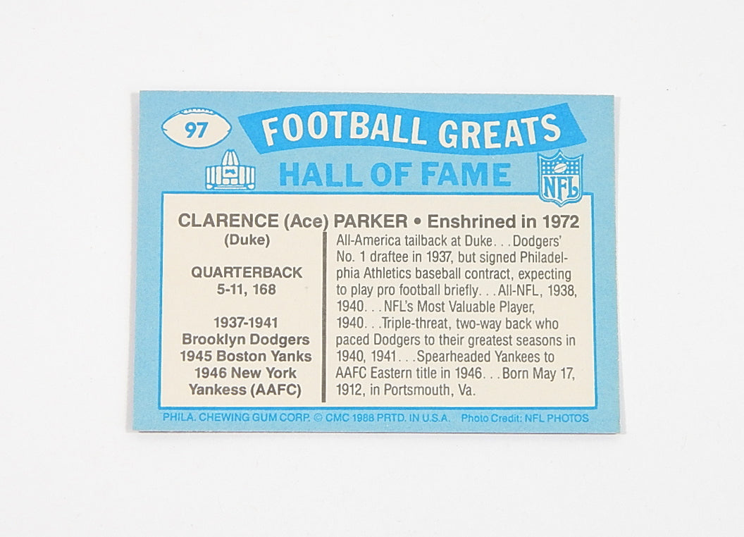 1988 Swell Football Greats Clarence Parker #97 Signed On Card Auto Pic2