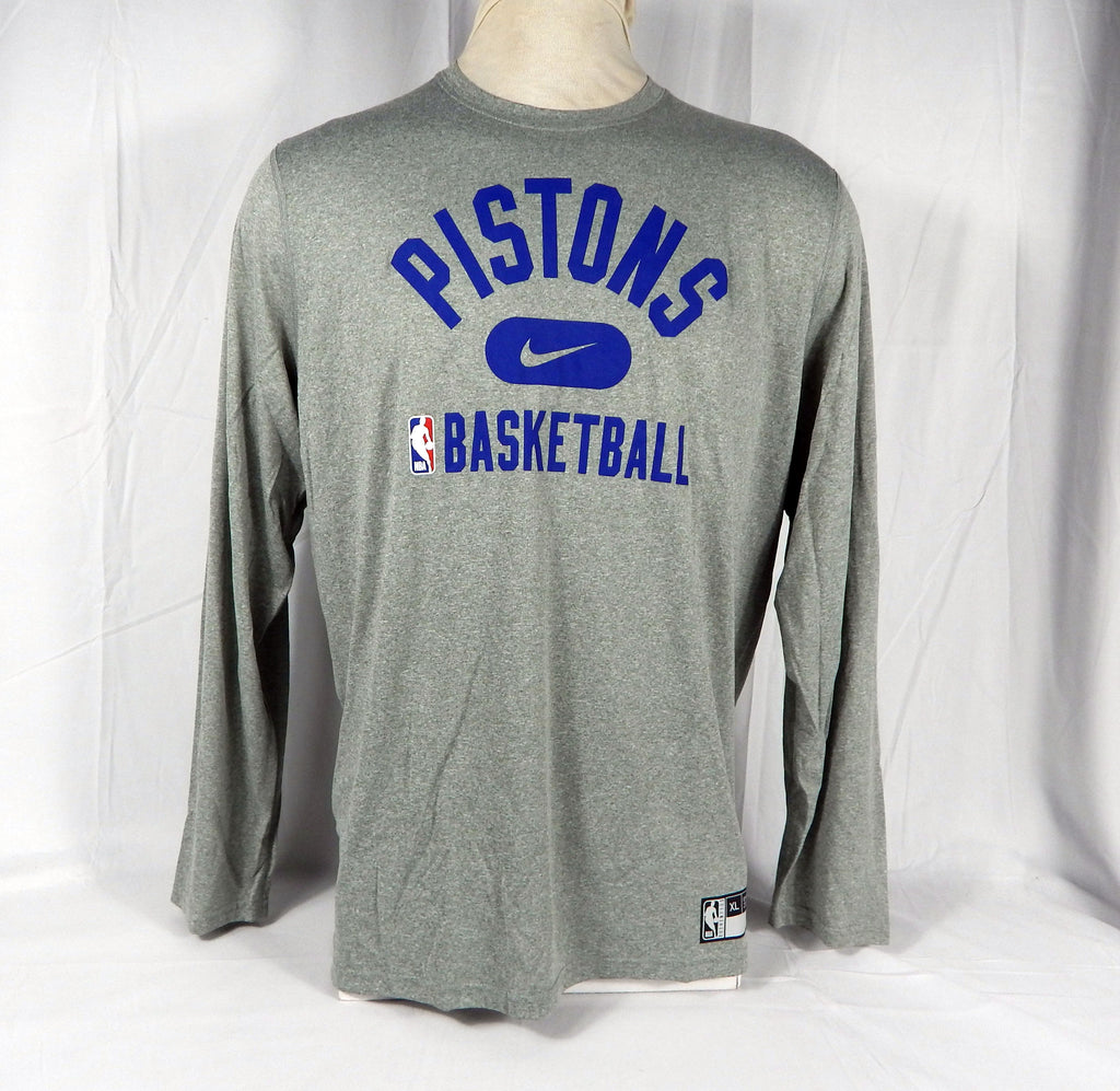 2021-22 Detroit Pistons Team Issued Grey Long Sleeve Training Shirt 63 XL 03S