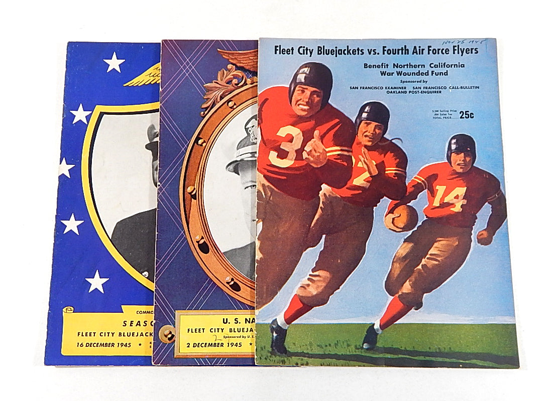 Lot of (3) Different 1945 Fleet City Bluejackets College Football Programs