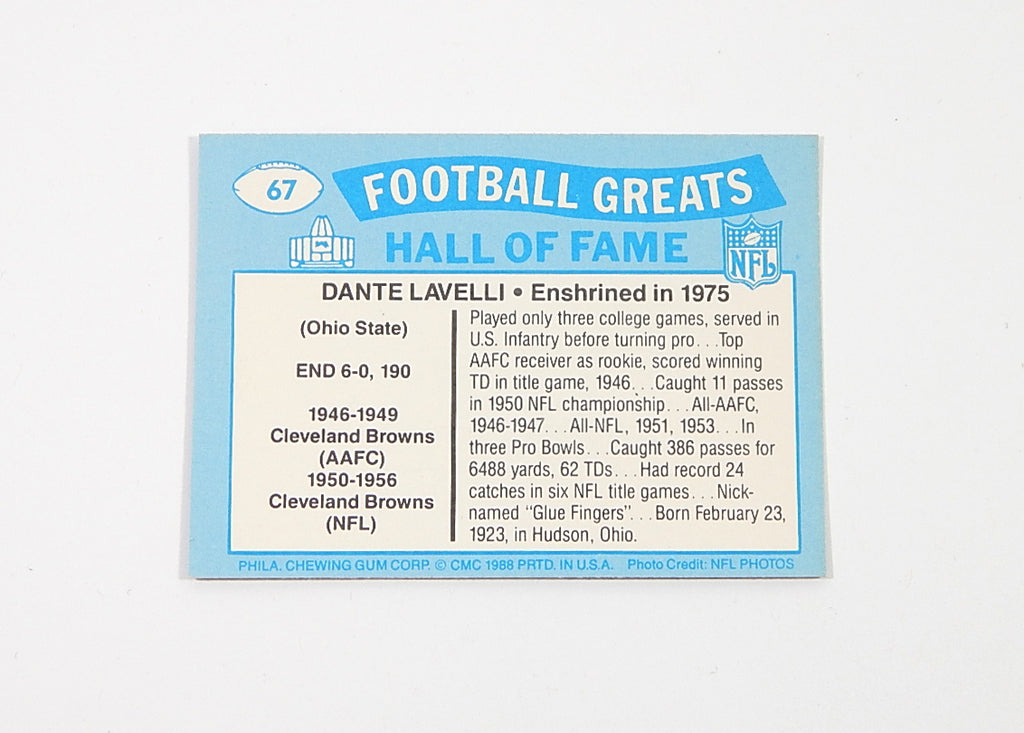 1988 Swell Football Greats Dante Lavelli #67 Signed On Card Auto Pic2