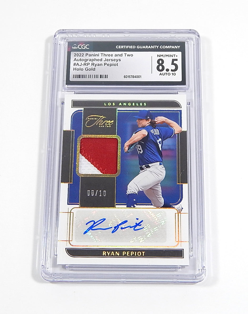 2022 Panini Three and Two Auto Jersey Holo Gold Ryan Pepiot Patch 8/10 CGC 8.5