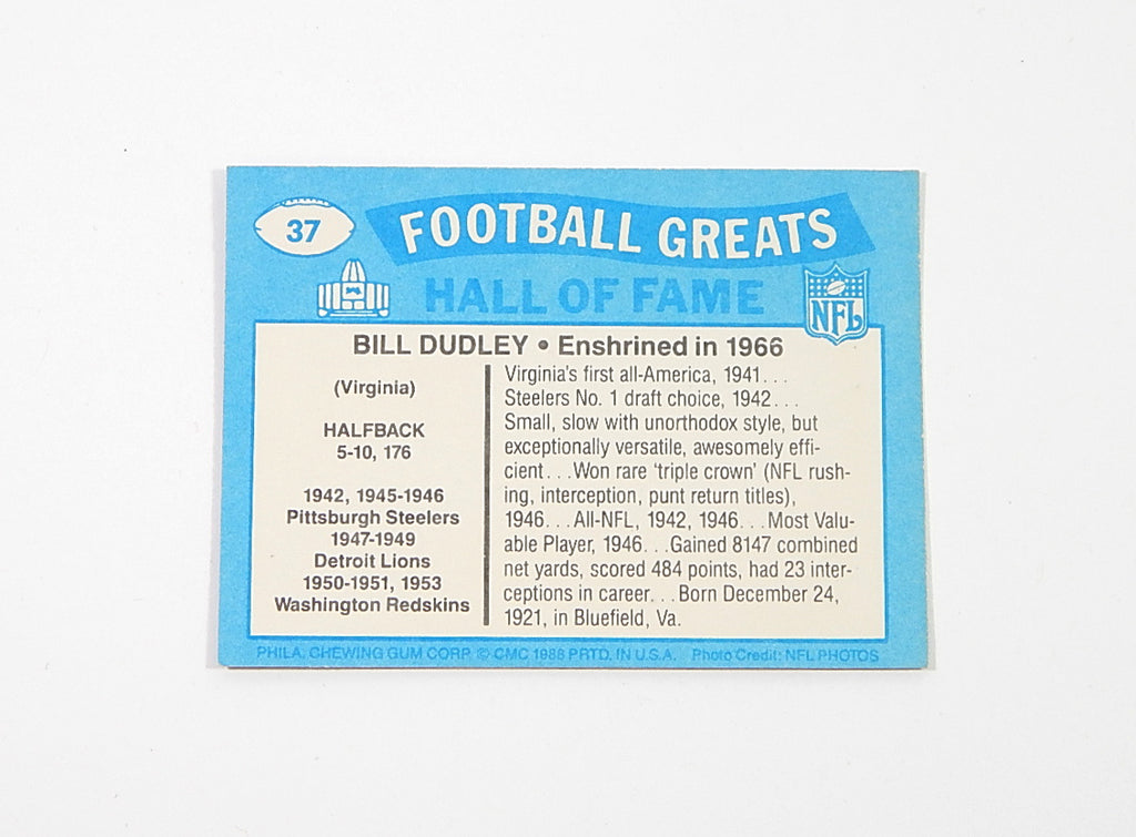 1988 Swell Football Greats Bill Dudley #37 Signed On Card Auto Pic2