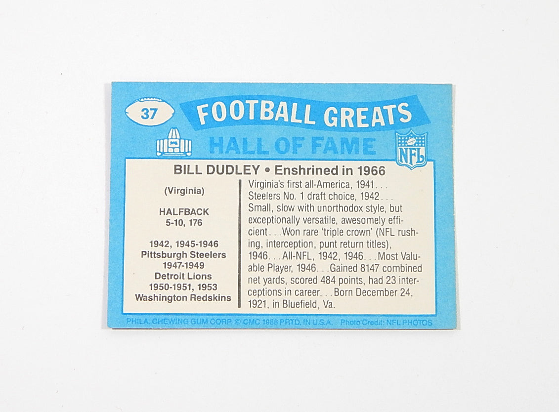 1988 Swell Football Greats Bill Dudley #37 Signed On Card Auto Pic2