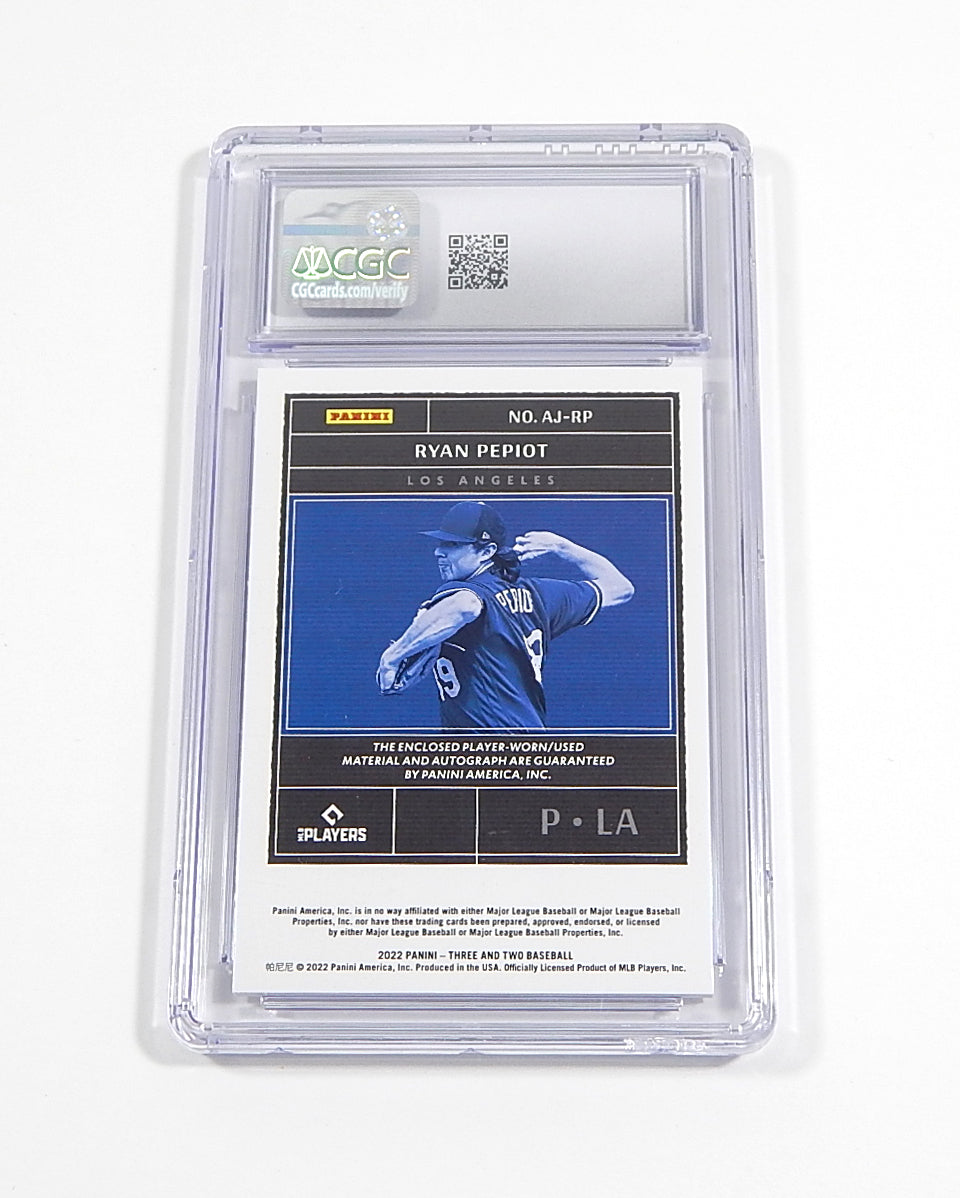 2022 Panini Three and Two Auto Jersey Holo Gold Ryan Pepiot Patch 8/10 CGC 8.5 Pic2