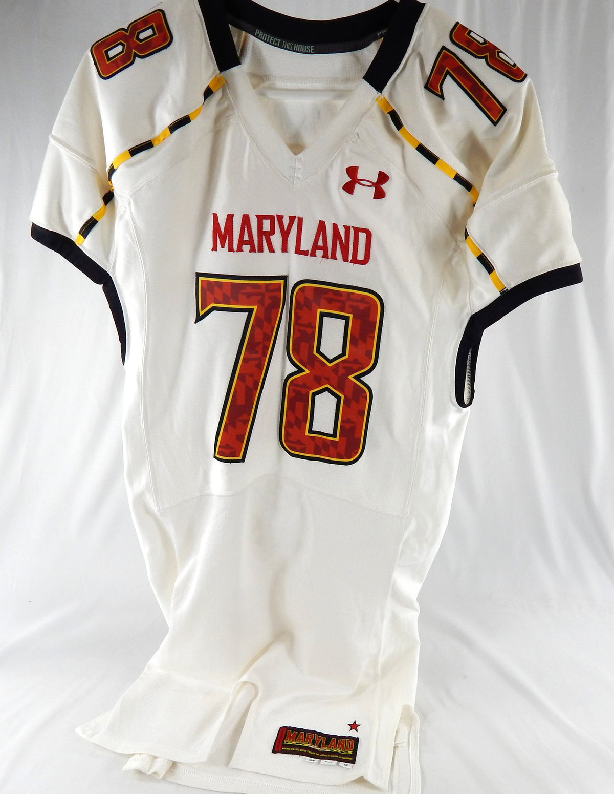 2012 Maryland Terrapins Ty Tucker #78 Game Used Gold Jersey Throwback 125 P 1