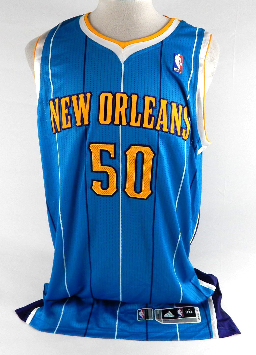 2010-11 New Orleans Hornets Emeka Okafor #50 Game Issued Blue Jersey 3XL 959