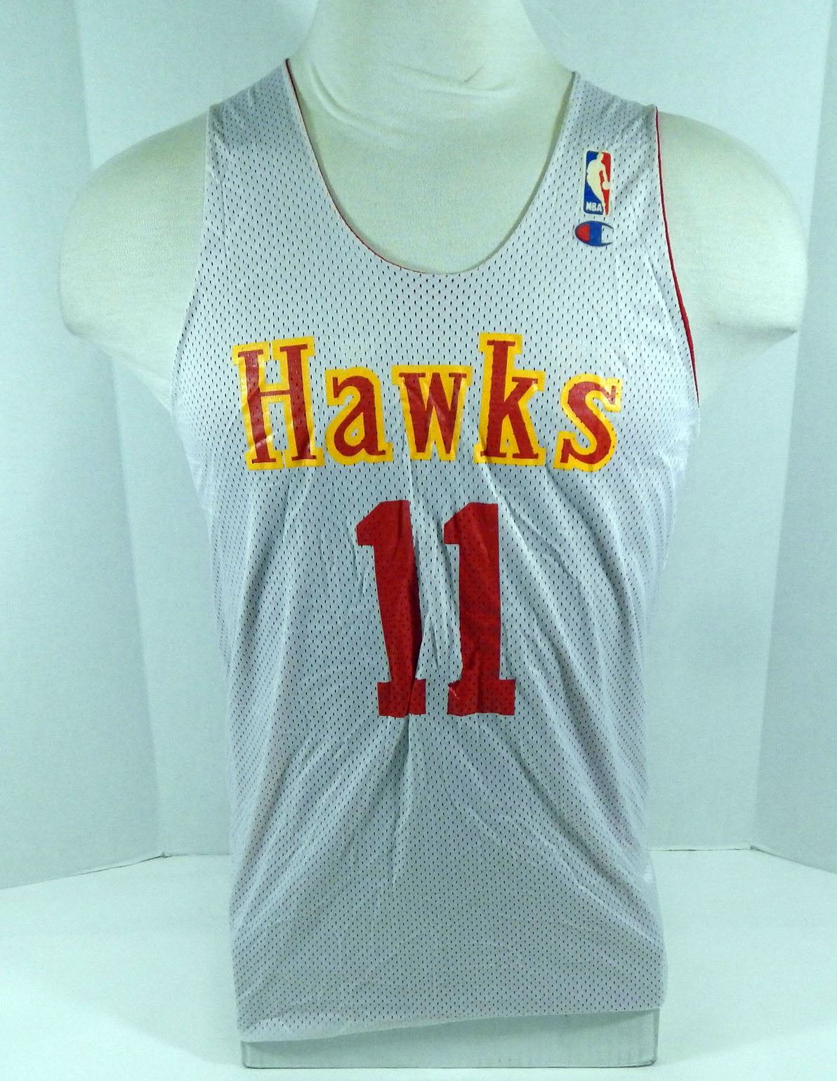 1990s Atlanta Hawks #11 Game Used Red/White Reversible Practice Jersey DP15063