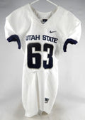 2013-15 Utah State Aggies #63 Game Used White Jersey NP Rem M 058