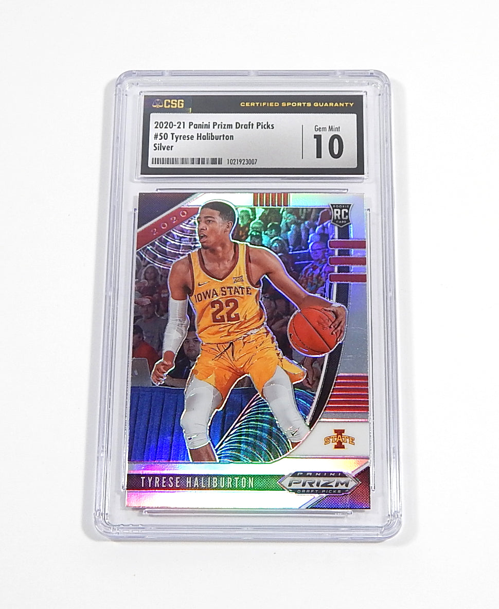 2020-21 Panini Prizm Draft Picks Silver Prizm Tyrese Haliburton RC #50 CSG 10