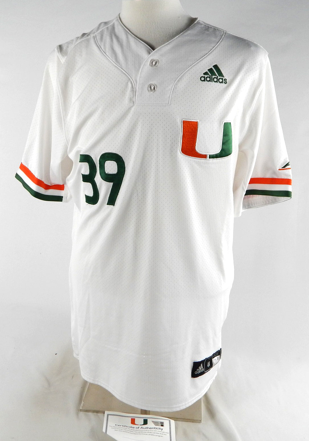 Miami Hurricanes #39 Game Used White Jersey NP RemBaseball 44 880