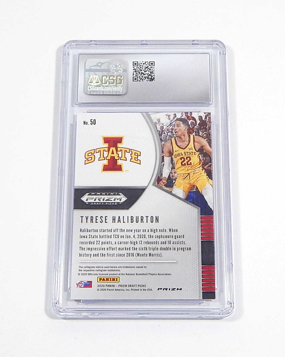 2020-21 Panini Prizm Draft Picks Silver Prizm Tyrese Haliburton RC #50 CSG 10 Pic2