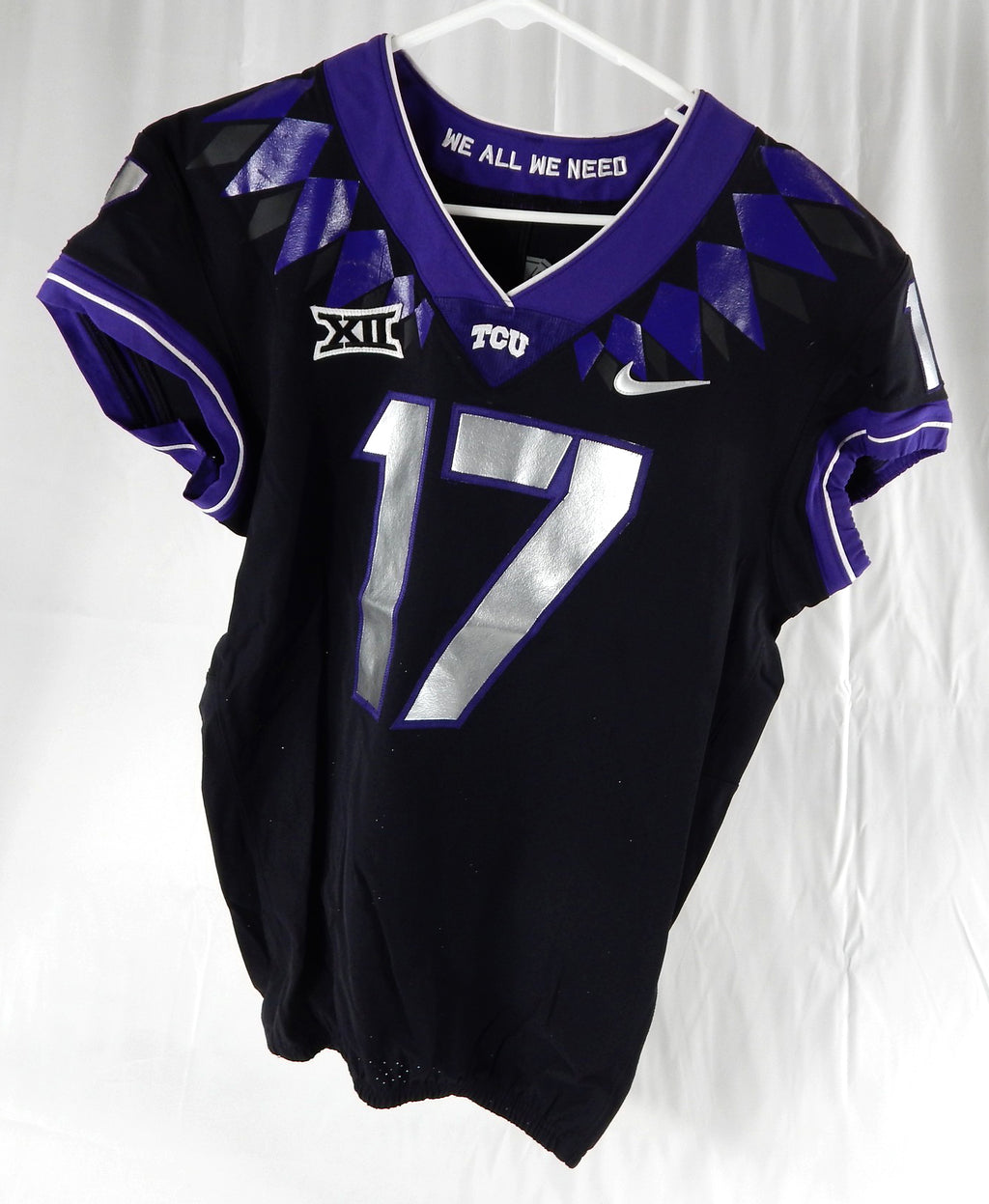 Texas Christian TCU Frogs #17 Game Used Black Jersey Football NP Rem 42 225