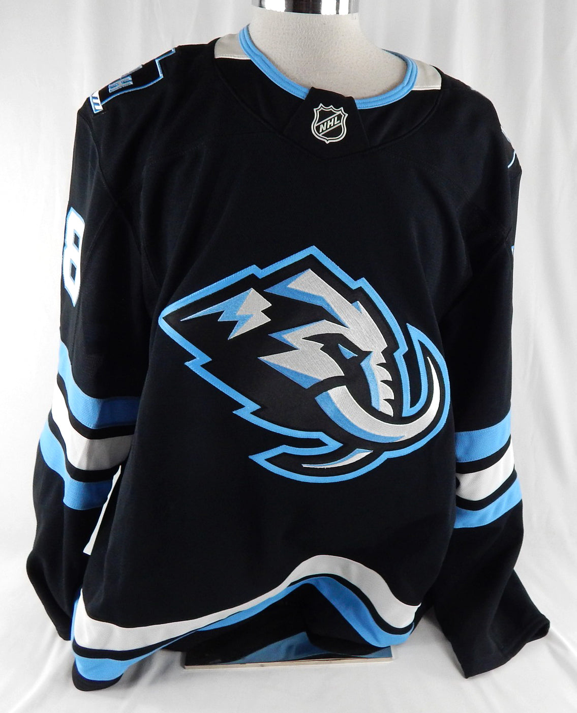 2025-26 Utah Mammoth Ludvig Lafton #68 Game Used Black Jersey 56 DP113337