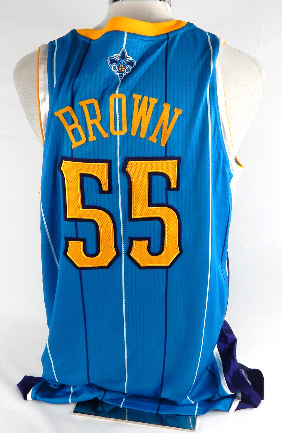 2010-11 New Orleans Hornets Brown #55 Game Issued Blue Jersey 3XL 964 Pic2